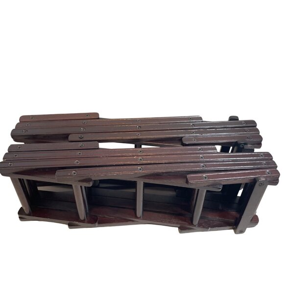 Vintage Expandable Wooden Magazine Rack / Organizer In Dark Wood Finish - Picture 8 of 11